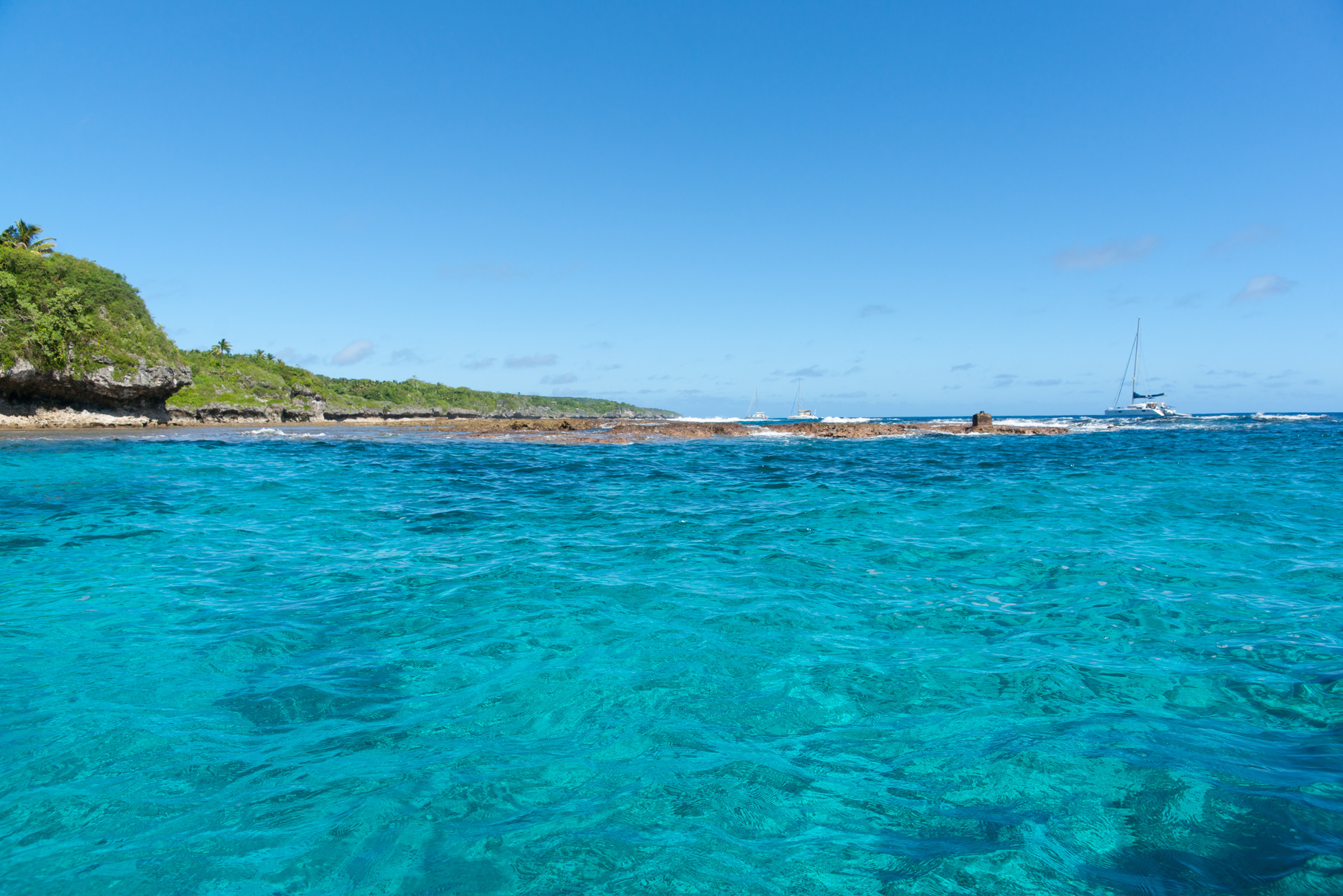 Beautiful turquoise sea from Sir Robert Wharf, Alofi, Niue.