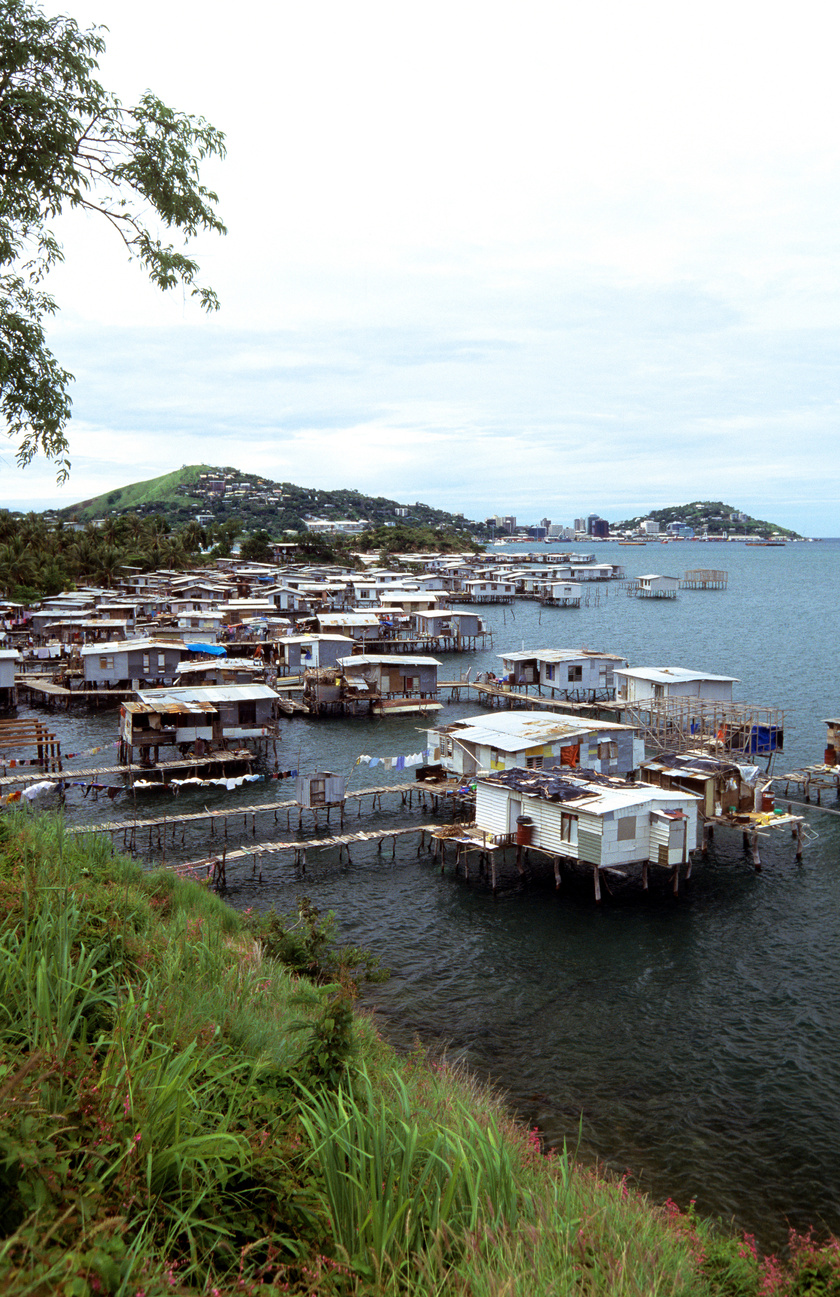 Papua New Guinea, Port Moresby, stilt houses.